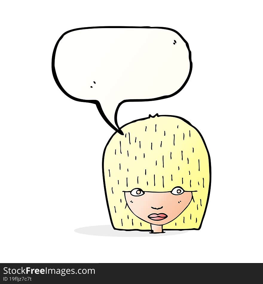 Cartoon Female Face Staring With Speech Bubble