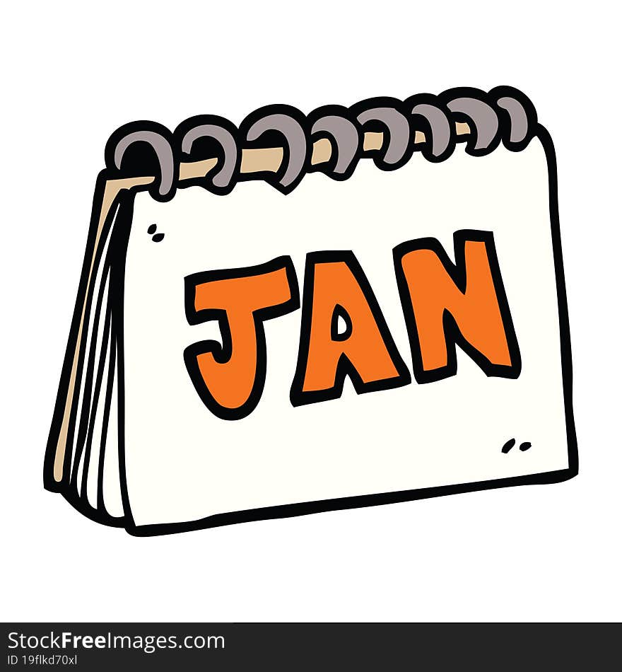 Cartoon Doodle Calendar Showing Month Of January