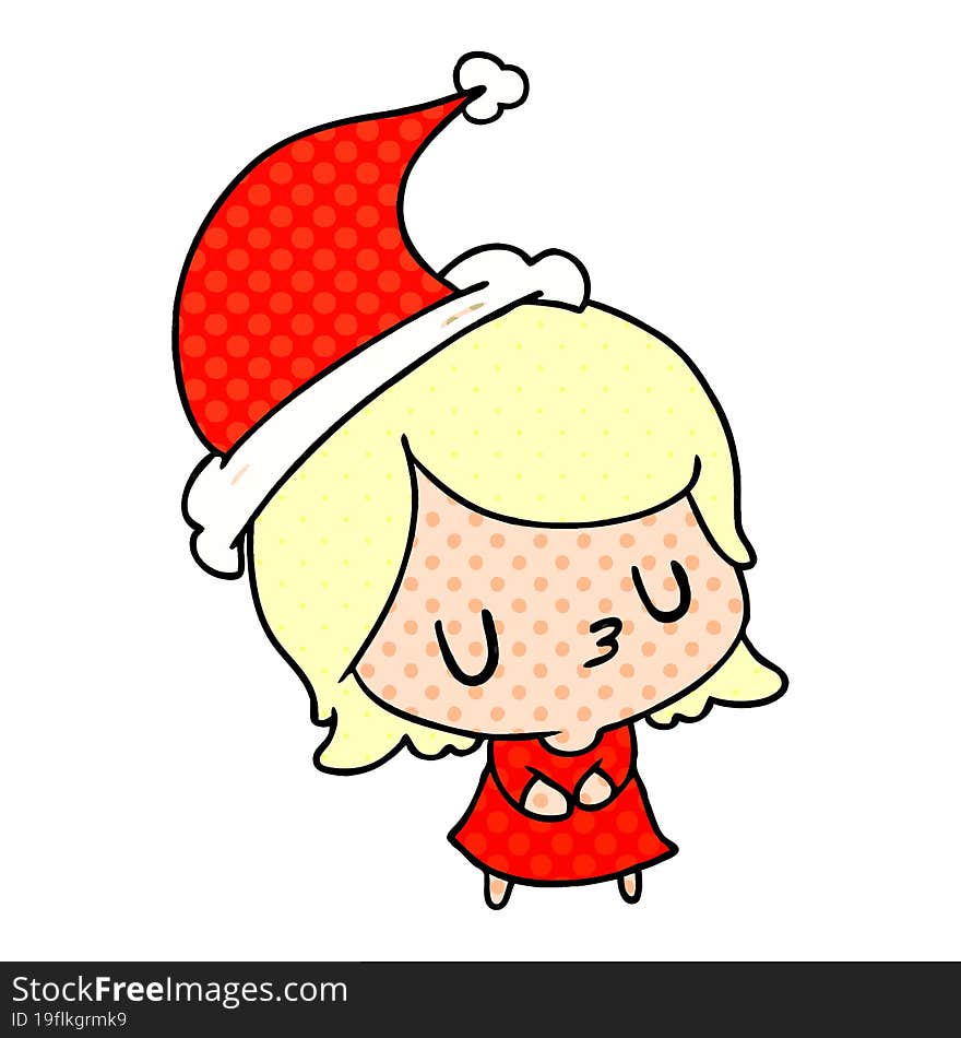 hand drawn christmas cartoon of kawaii girl