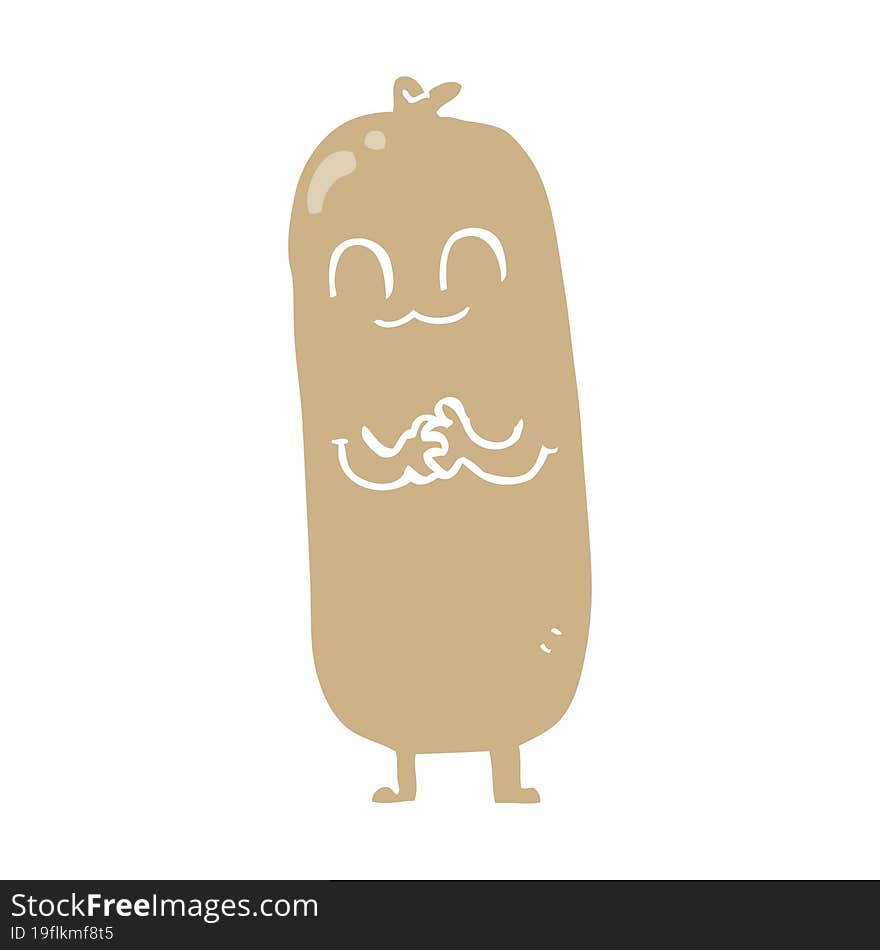 Flat Color Style Cartoon Sausage