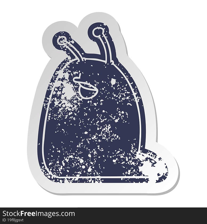 distressed old sticker of a cute kawaii slug