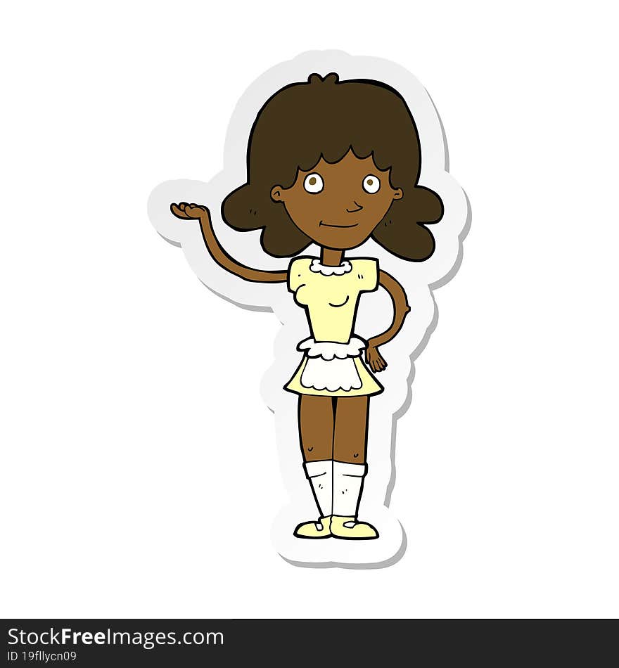 Sticker Of A Cartoon Maid