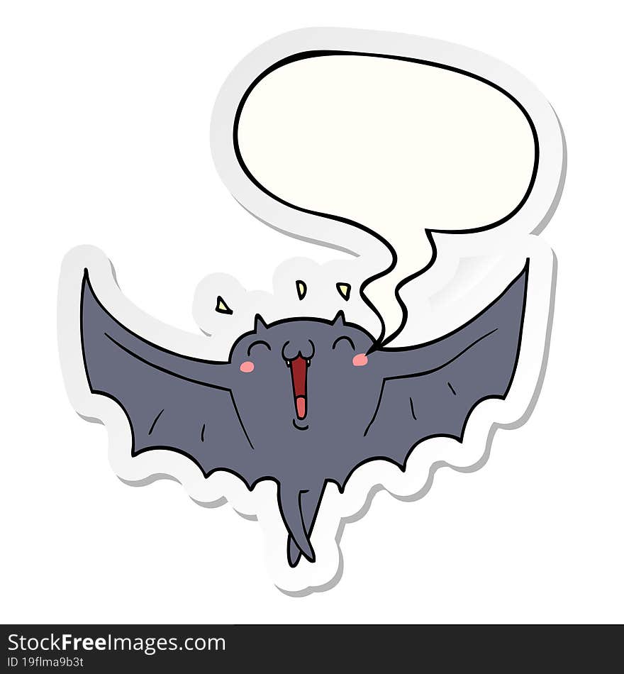 cartoon happy vampire bat with speech bubble sticker