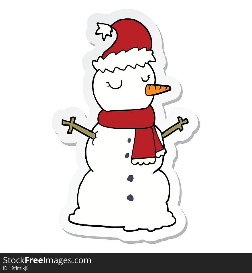 sticker of a cartoon snowman