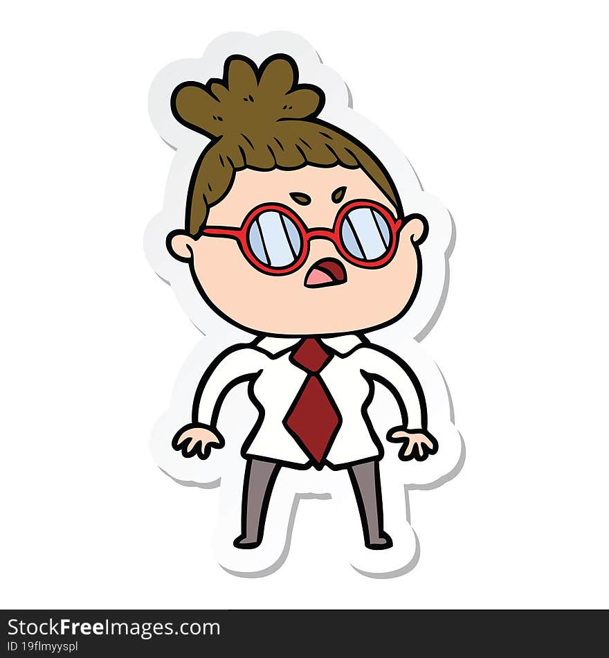 sticker of a cartoon annoyed woman