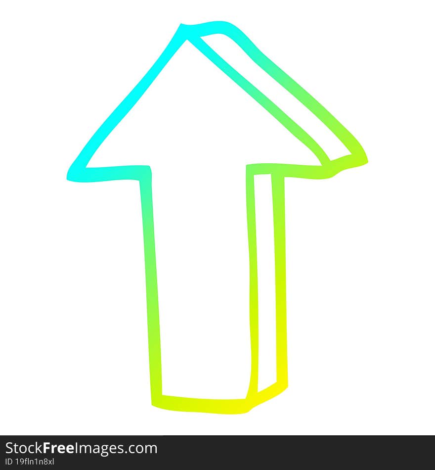 cold gradient line drawing cartoon arrow