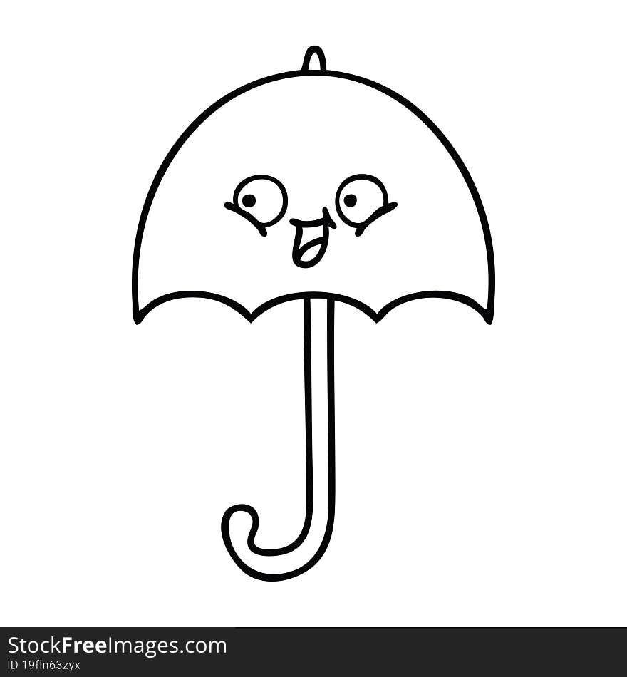 line drawing cartoon umbrella