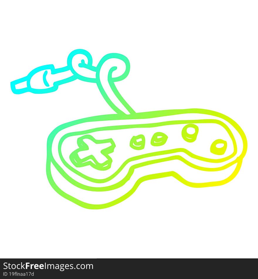 Cold Gradient Line Drawing Cartoon Games Controller