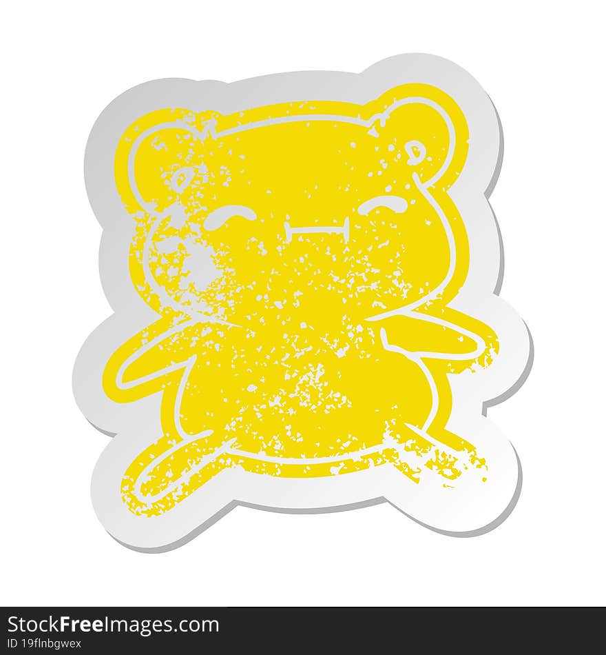 distressed old sticker kawaii cute teddy bear