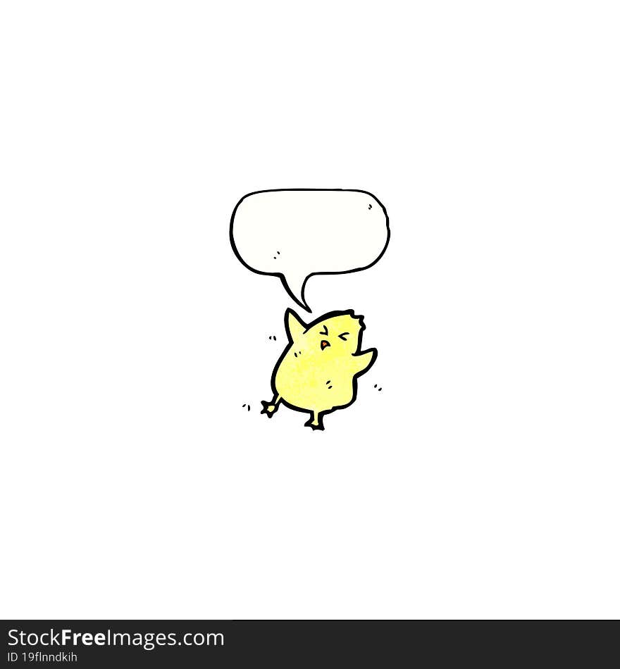 Cartoon Little Bird With Speech Bubble