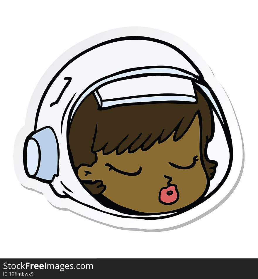 Sticker Of A Cartoon Astronaut Face