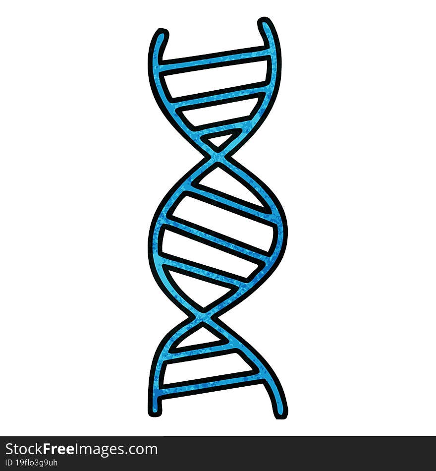 retro grunge texture cartoon DNA strand