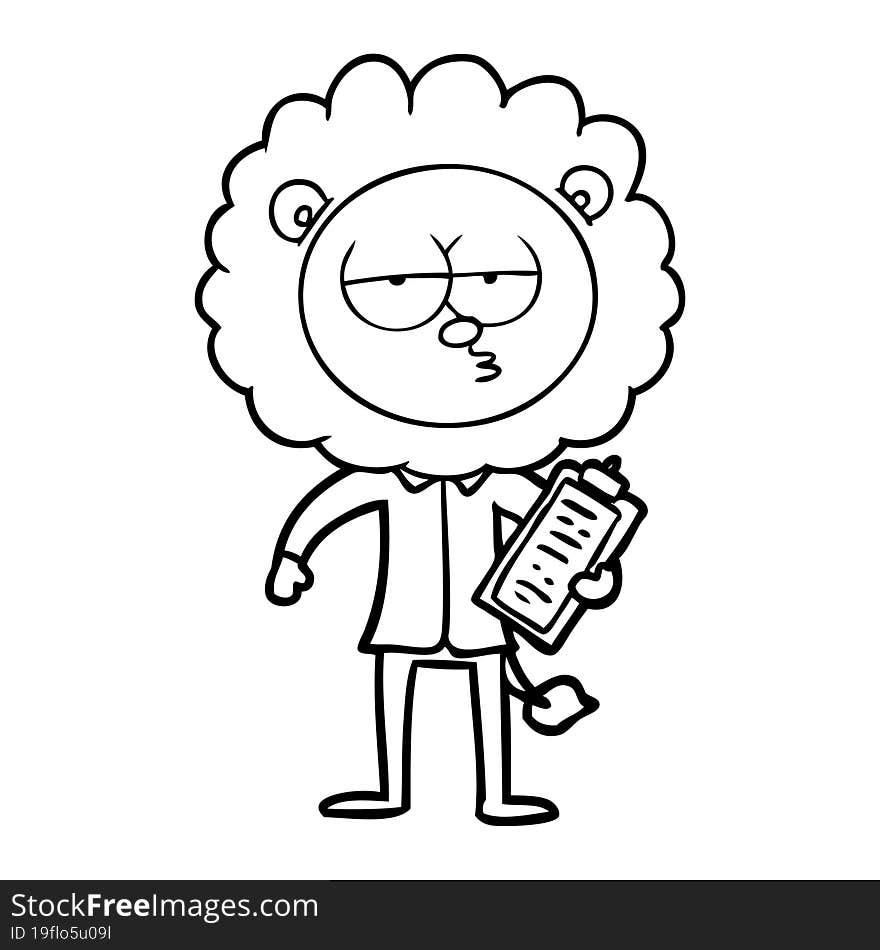 cartoon bored lion manager. cartoon bored lion manager