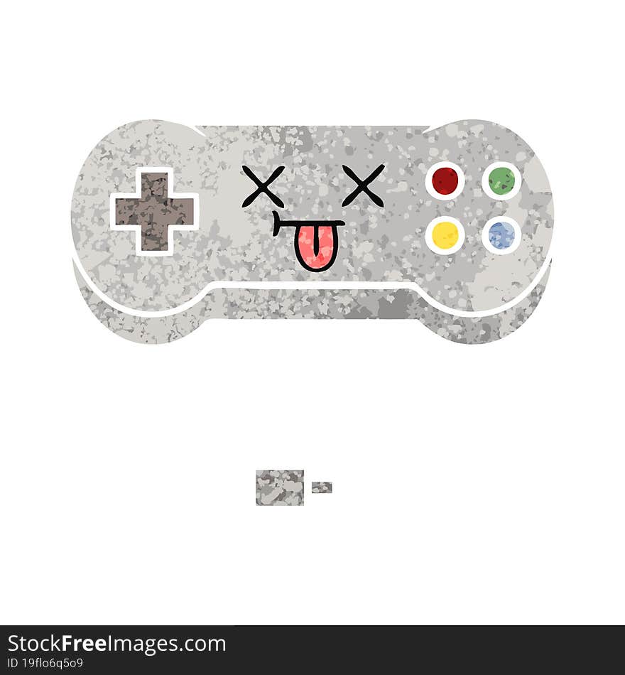 retro illustration style cartoon game controller