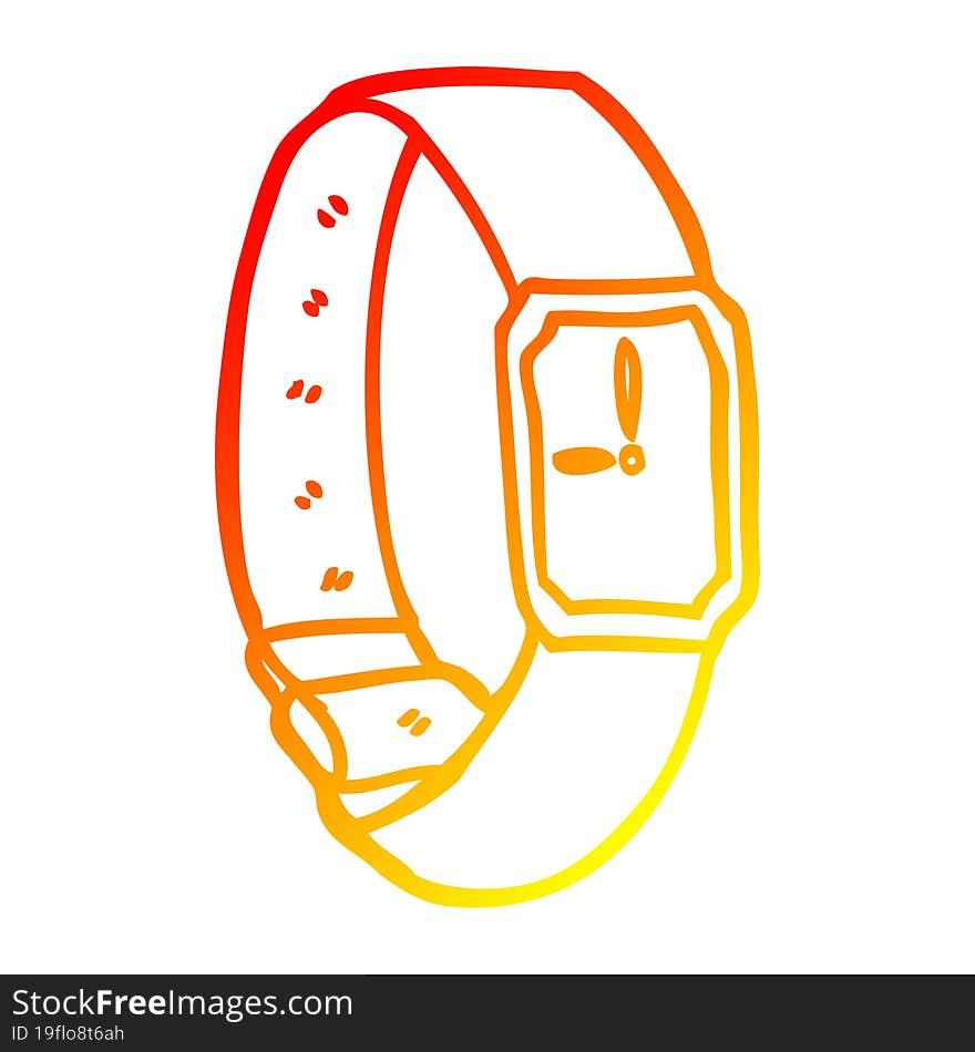 warm gradient line drawing cartoon wrist watch