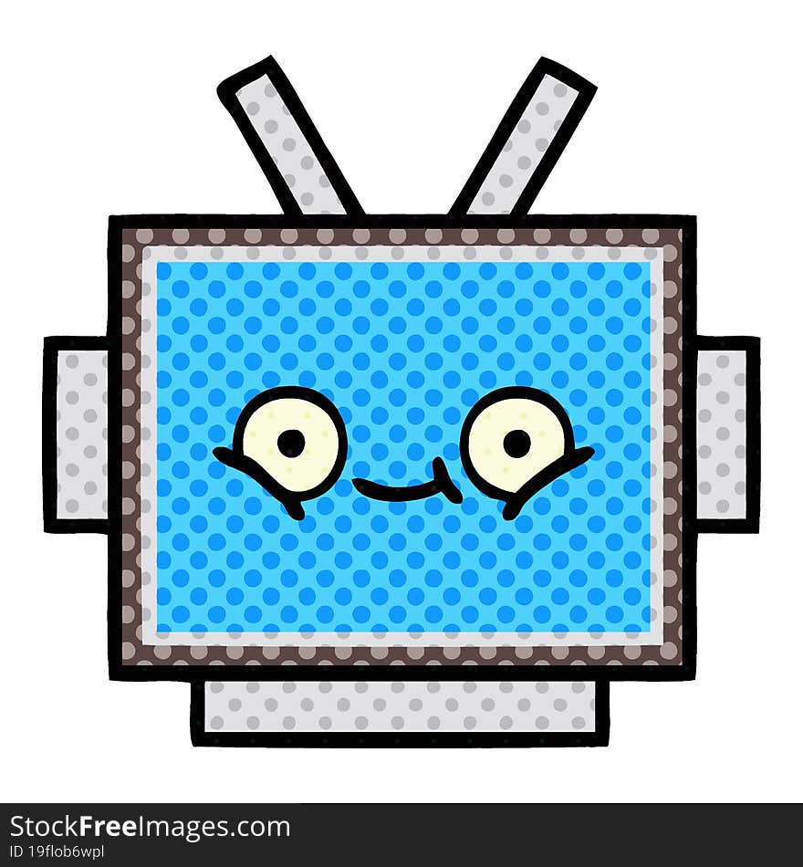 comic book style cartoon robot head