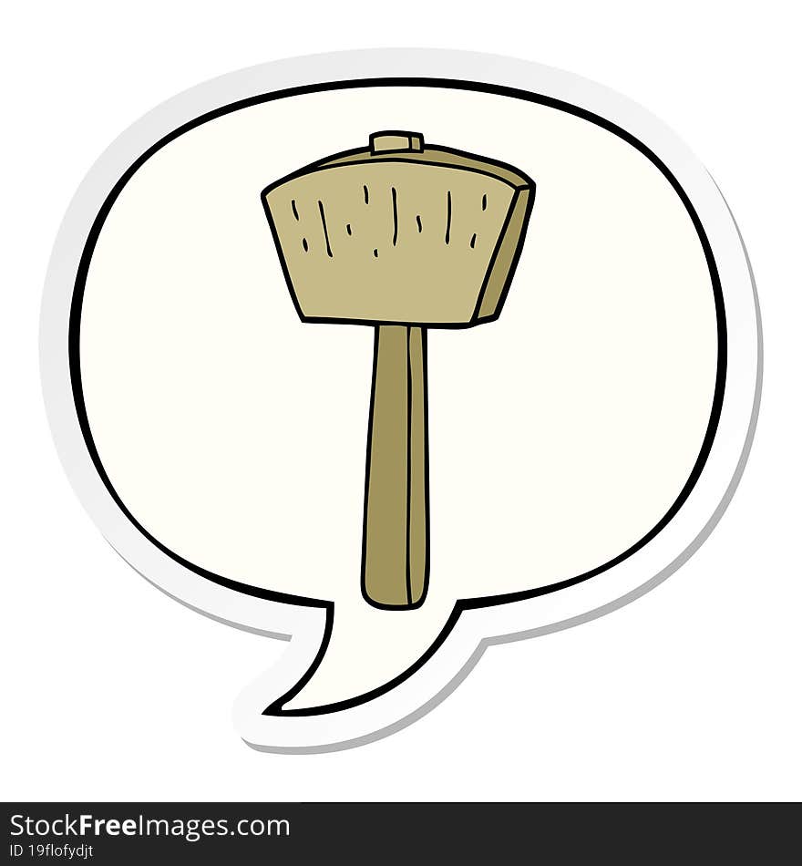 cartoon mallet and speech bubble sticker