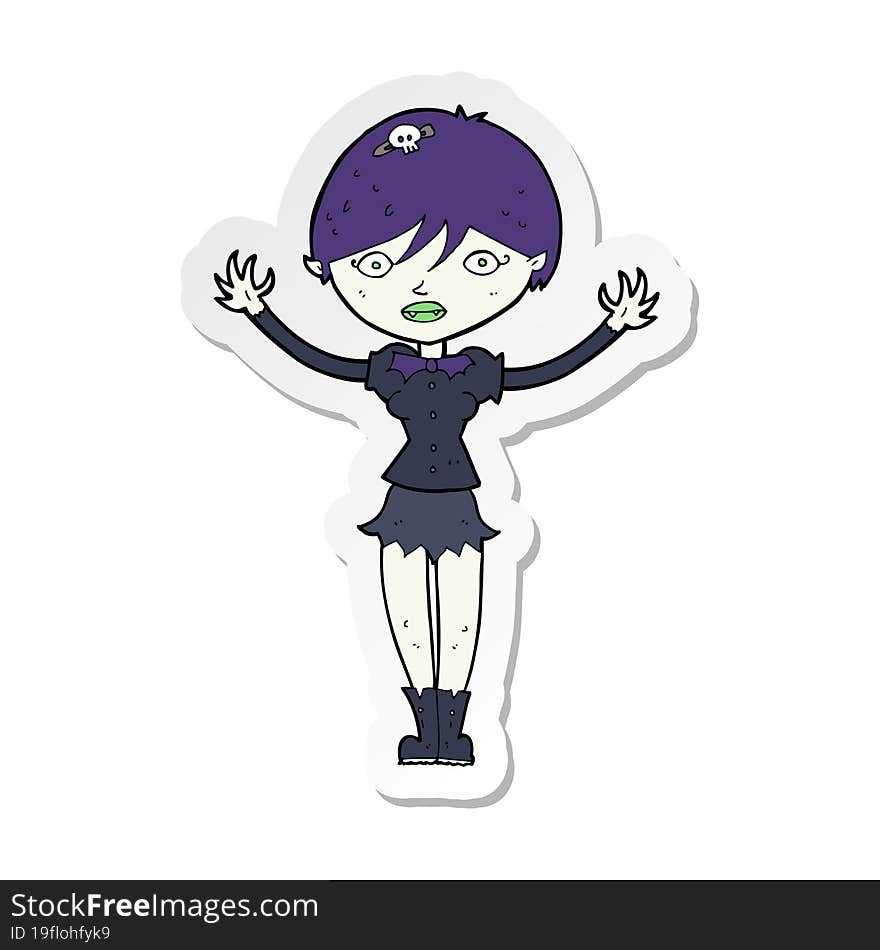 sticker of a cartoon vampire girl