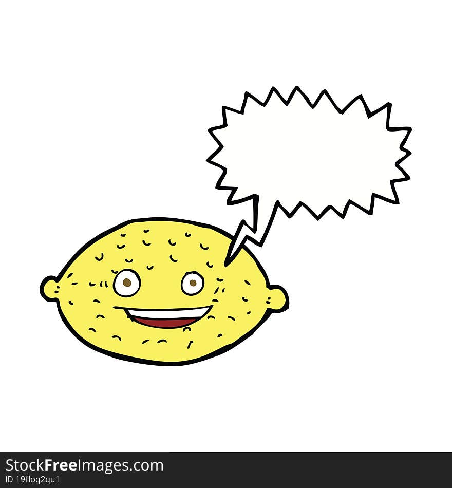 Cartoon Lemon With Speech Bubble