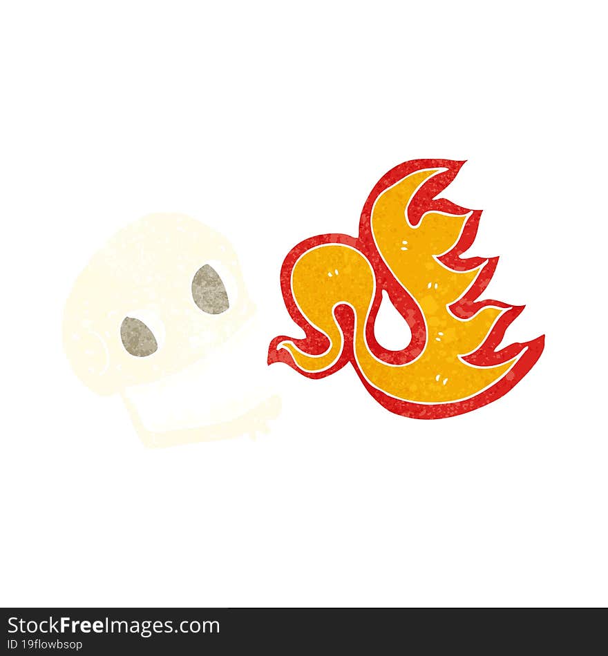 cartoon flaming skull