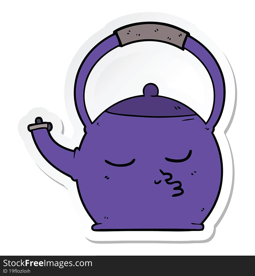 sticker of a cartoon kettle