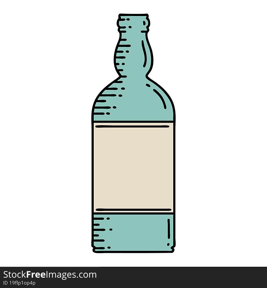 tattoo in traditional style of a bottle. tattoo in traditional style of a bottle