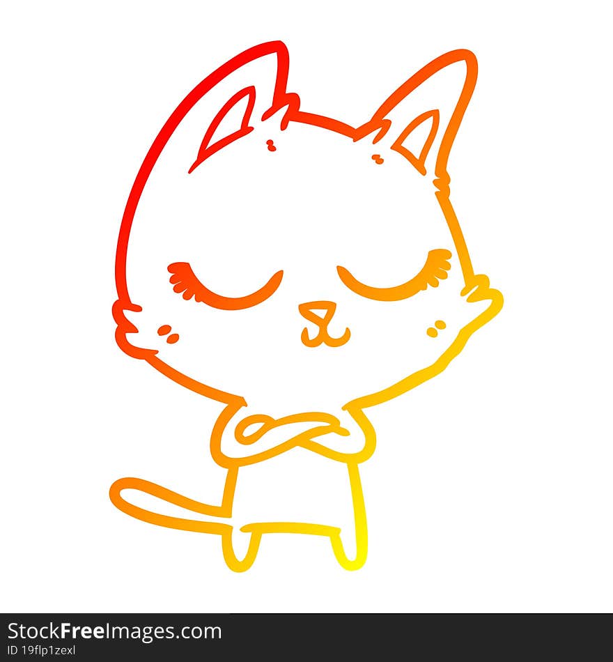 Warm Gradient Line Drawing Calm Cartoon Cat