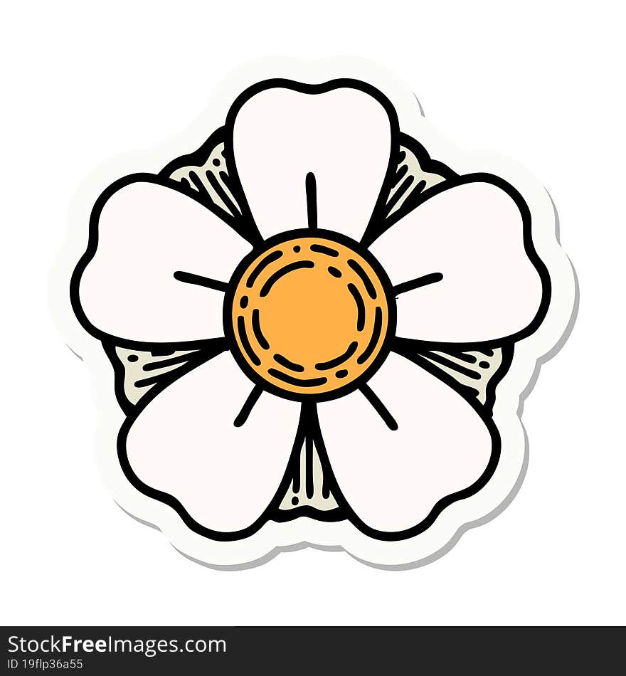 sticker of tattoo in traditional style of a flower. sticker of tattoo in traditional style of a flower