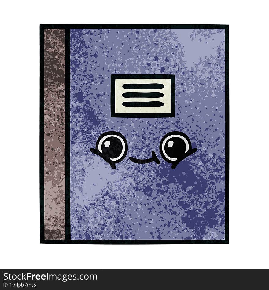 retro grunge texture cartoon of a notebook