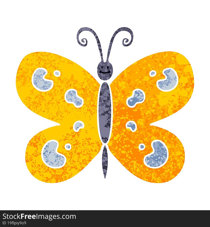 Quirky Retro Illustration Style Cartoon Butterfly