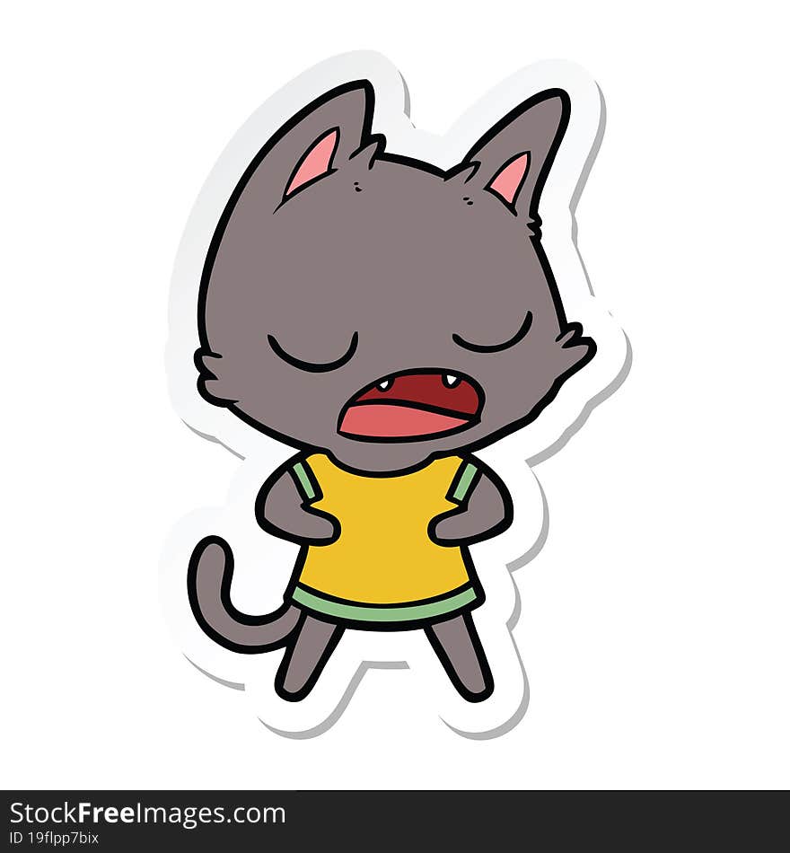 sticker of a talking cat cartoon