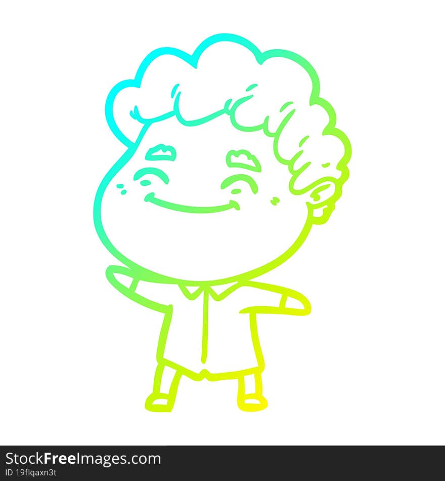 cold gradient line drawing cartoon friendly man