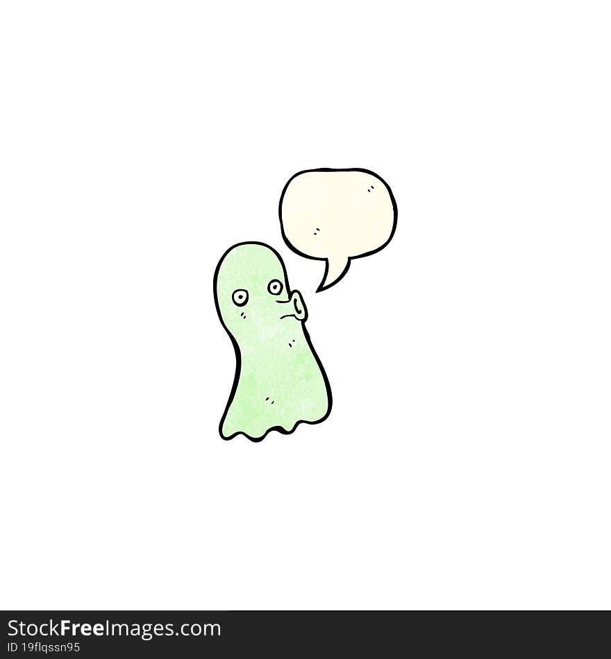 cartoon spooky ghost with speech bubble