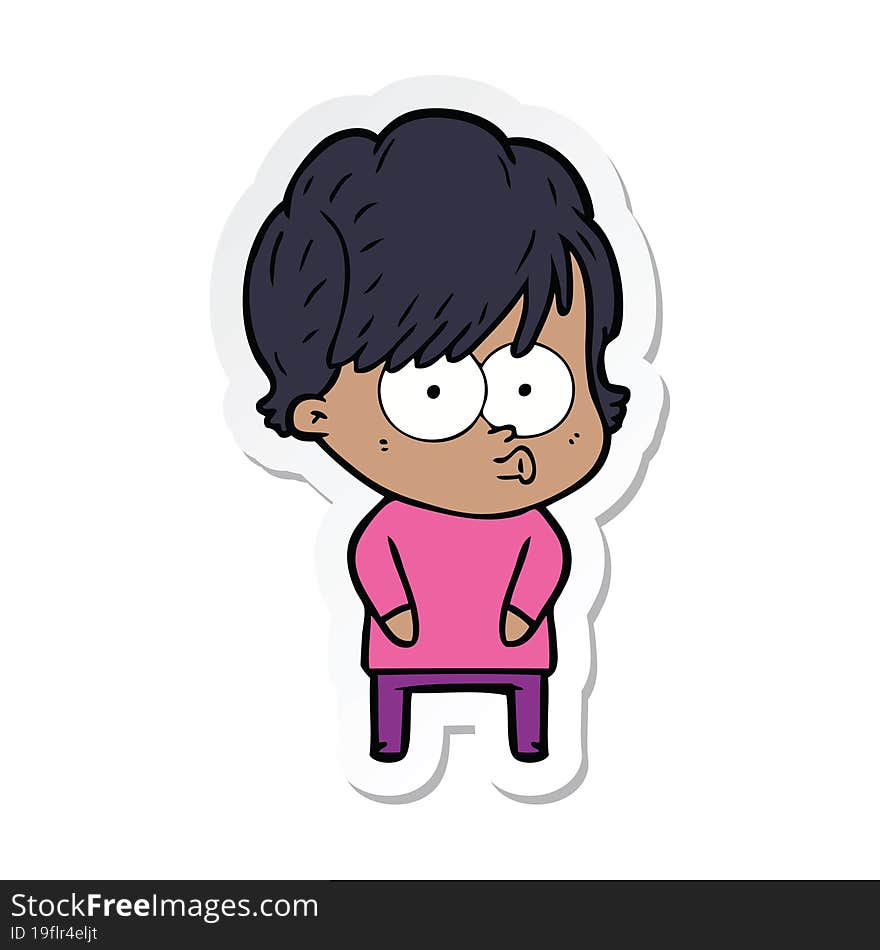 sticker of a cartoon woman