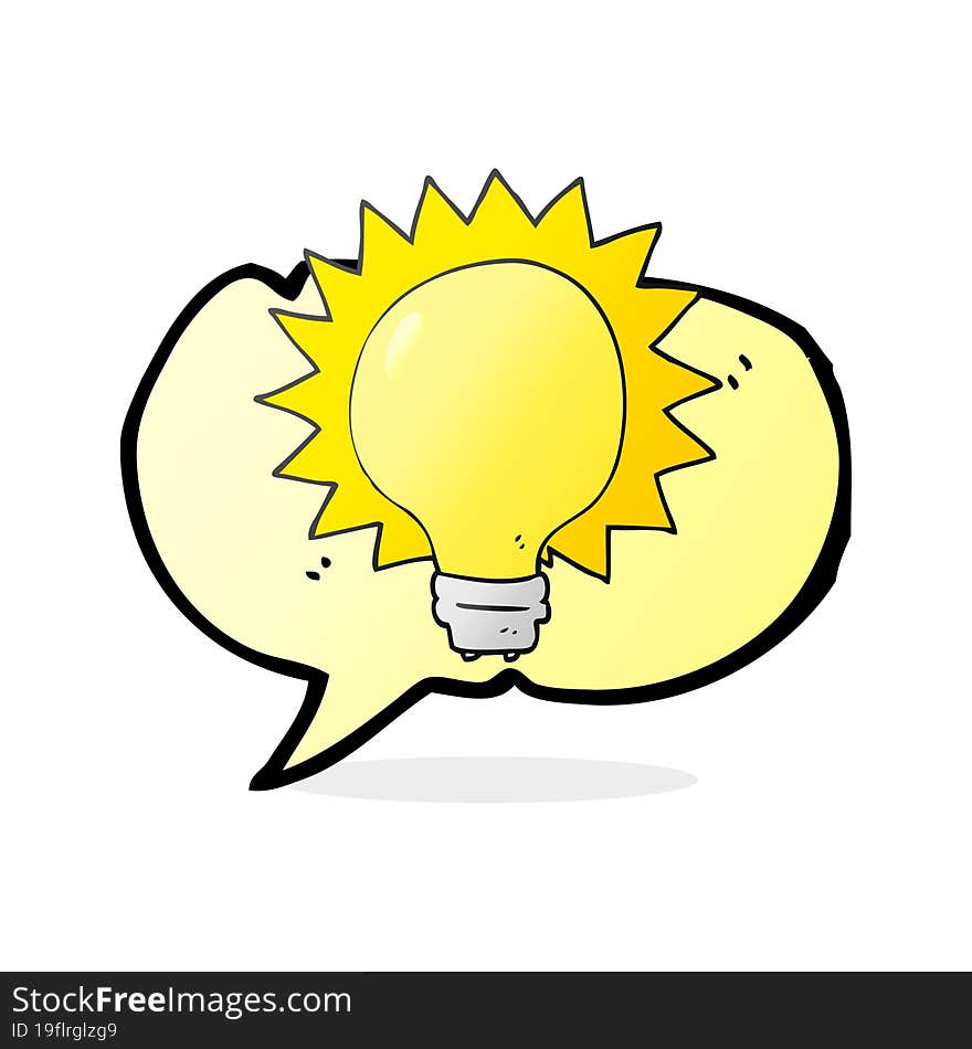 freehand drawn speech bubble cartoon light bulb