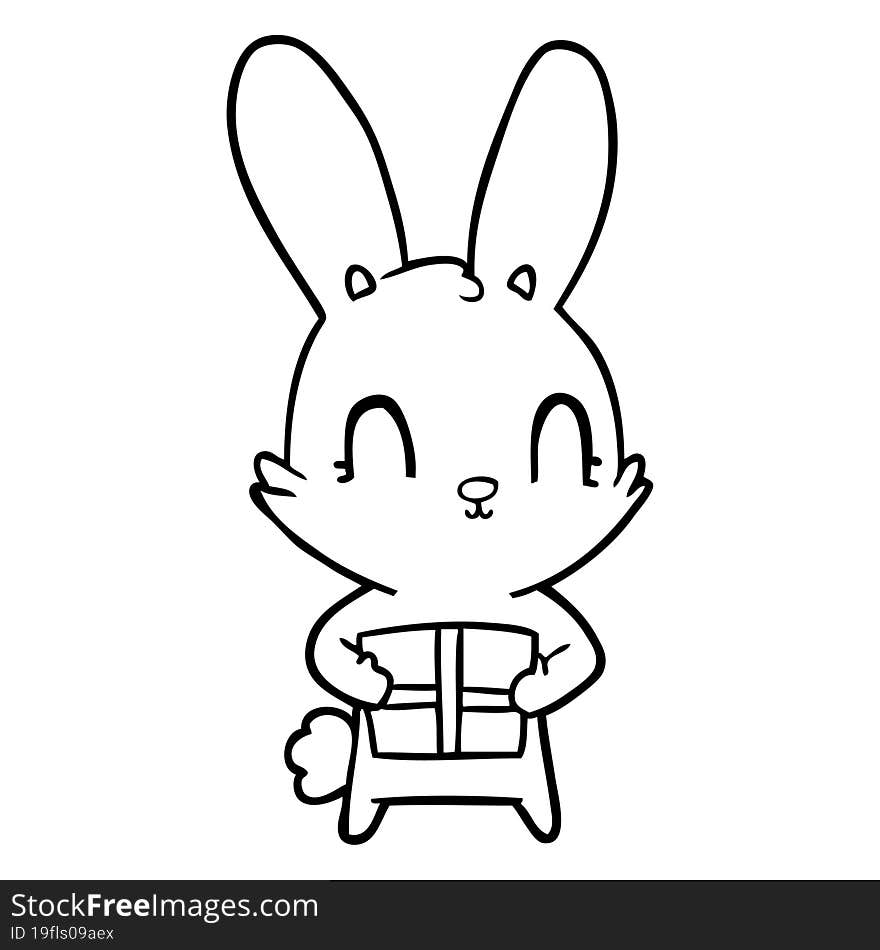 cute cartoon rabbit with present. cute cartoon rabbit with present