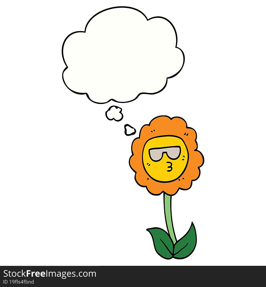 cartoon flower and thought bubble