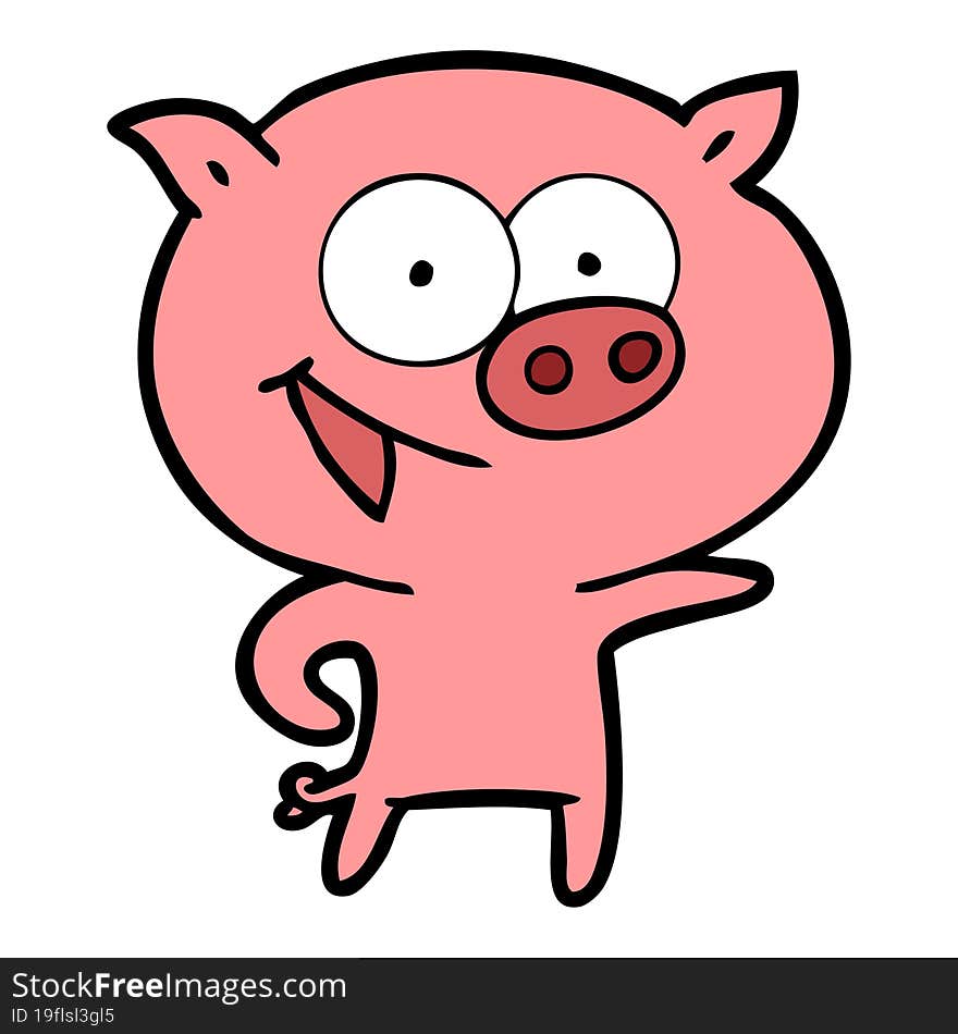 cheerful pig cartoon. cheerful pig cartoon