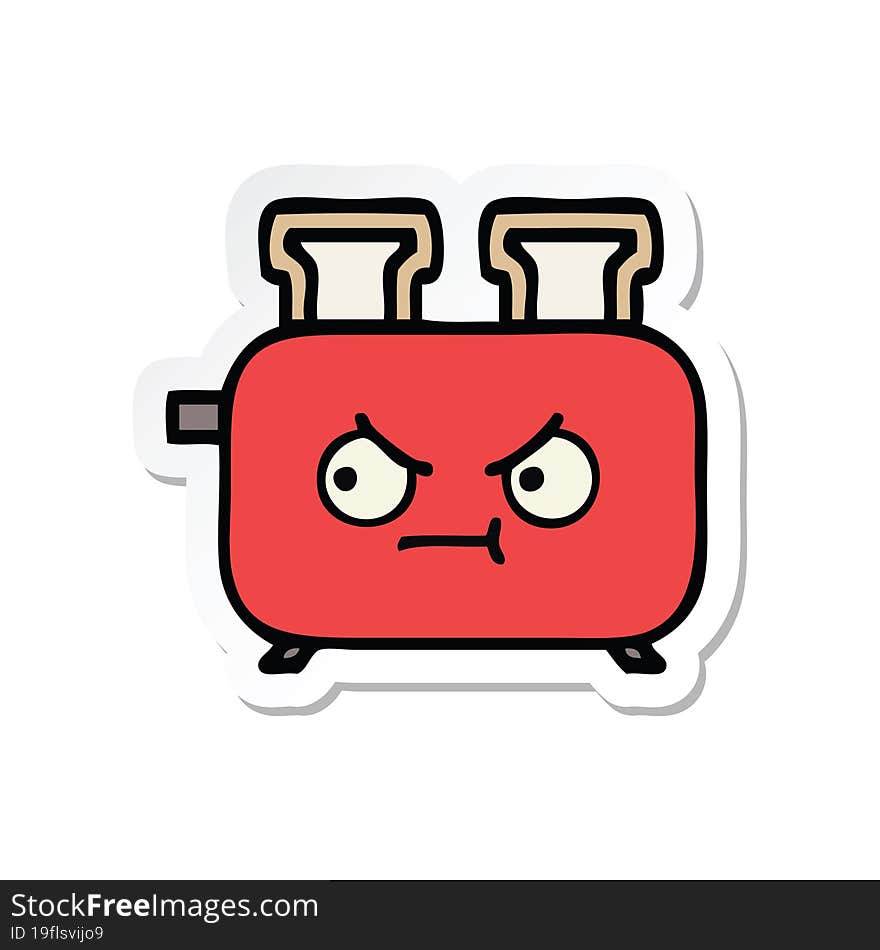 Sticker Of A Cute Cartoon Of A Toaster