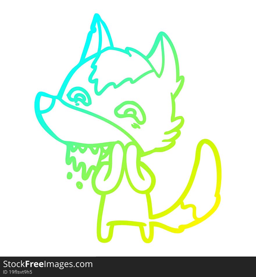 cold gradient line drawing cartoon hungry wolf