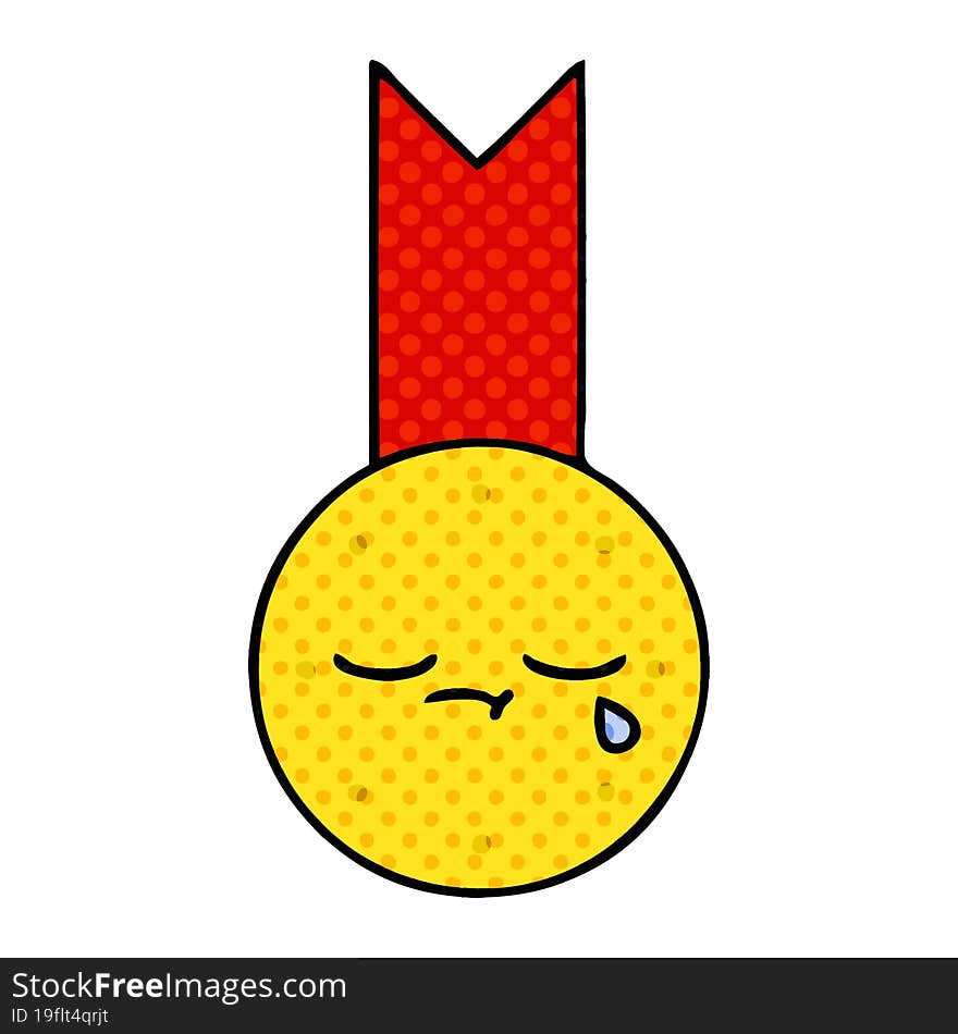 comic book style cartoon gold medal