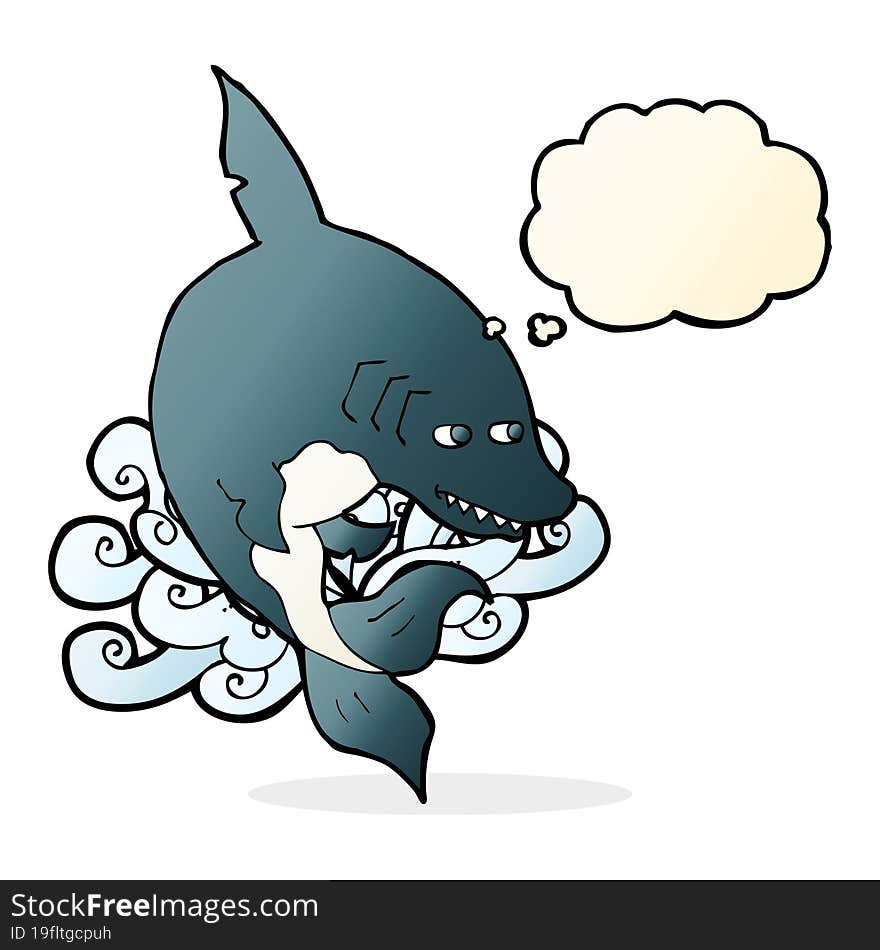 funny cartoon shark with thought bubble