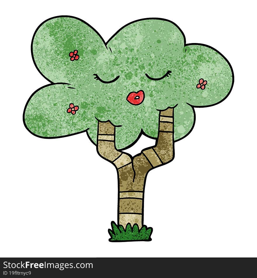 cartoon tree with face. cartoon tree with face