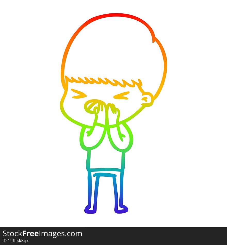 rainbow gradient line drawing cartoon stressed man