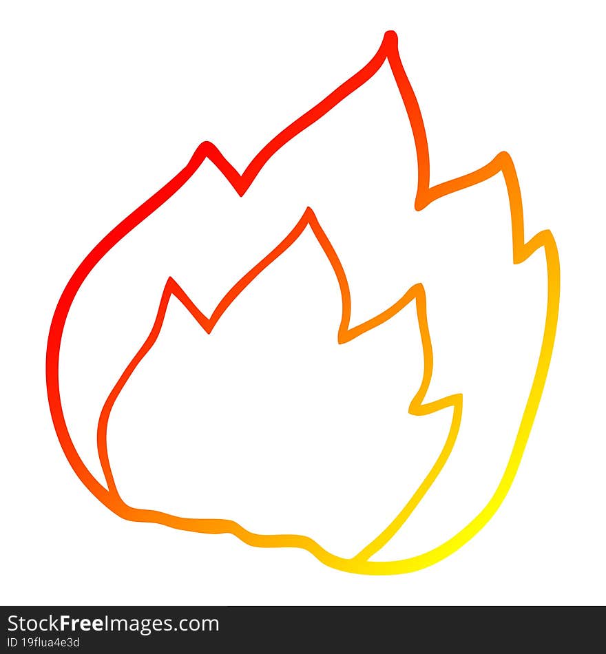 Warm Gradient Line Drawing Cartoon Fire