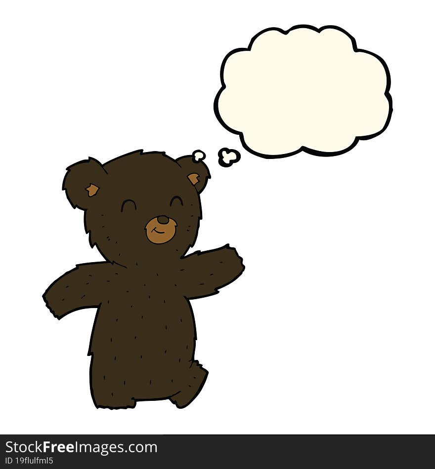 cute cartoon black bear with thought bubble