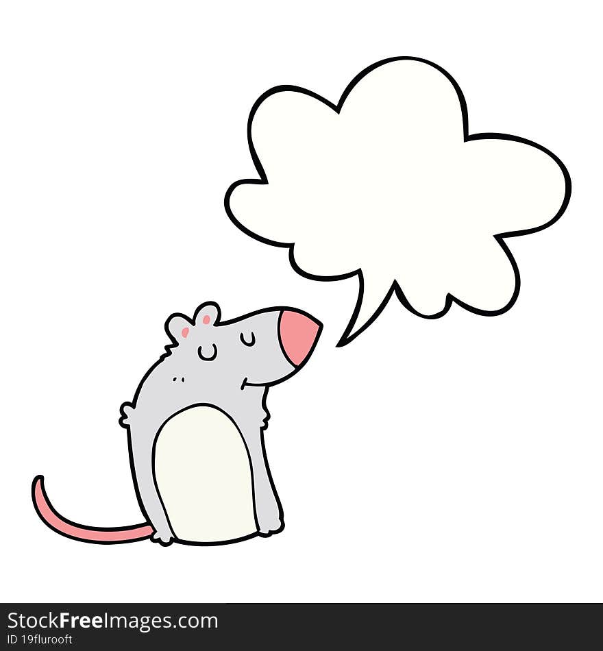 Cartoon Fat Rat And Speech Bubble