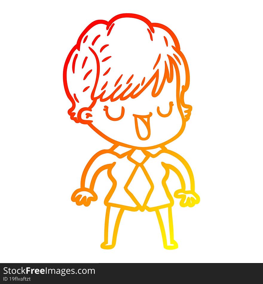 warm gradient line drawing of a cartoon woman talking