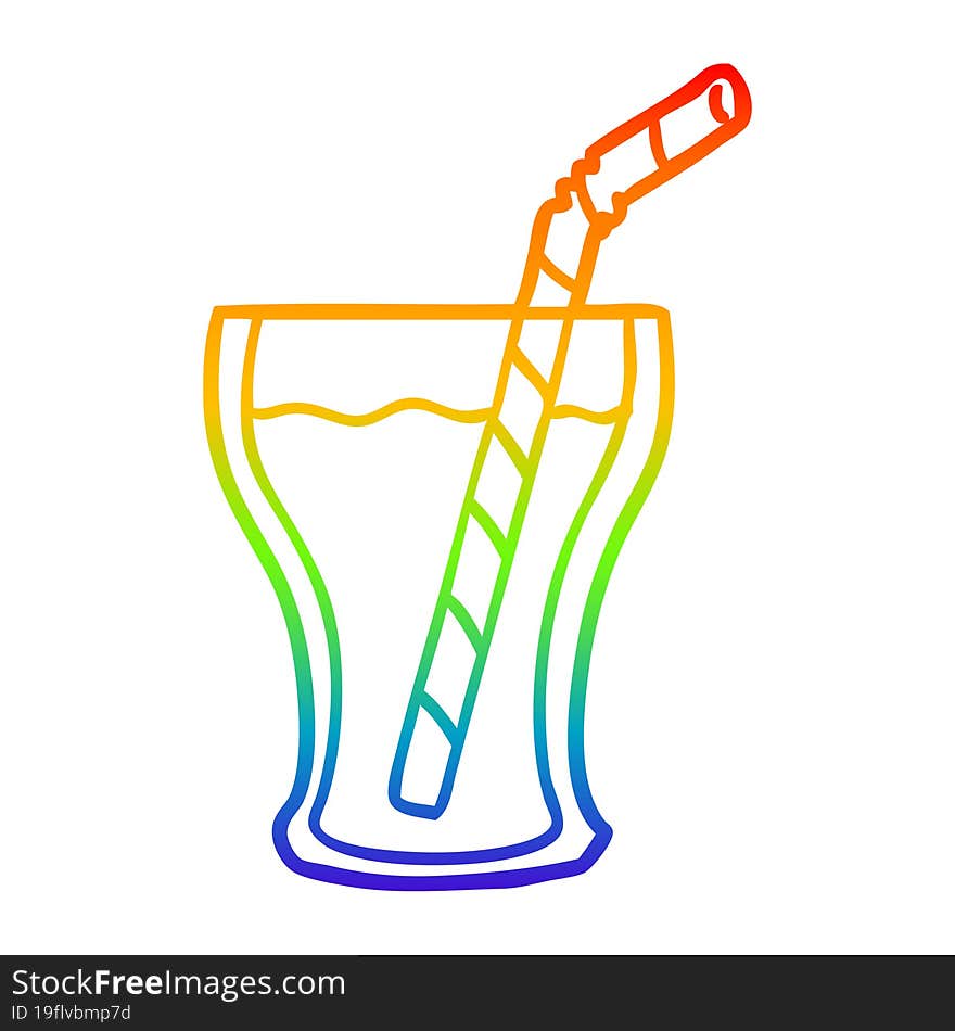 Rainbow Gradient Line Drawing Glass Of Cola