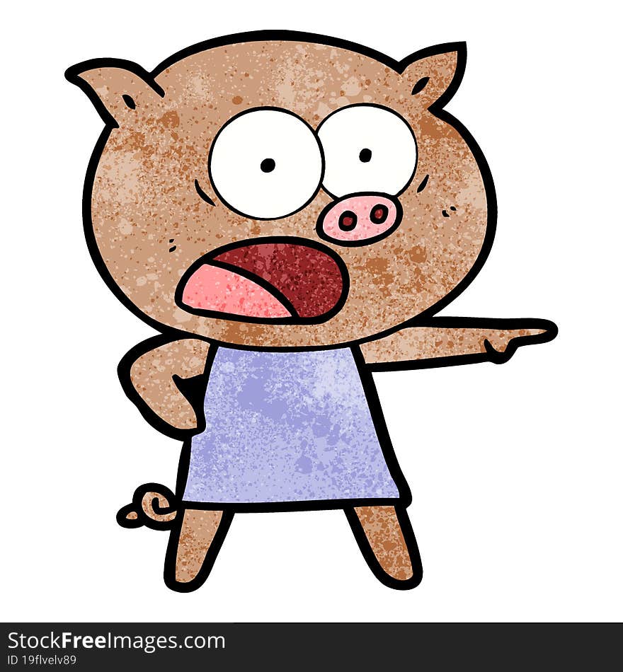 cartoon pig shouting. cartoon pig shouting